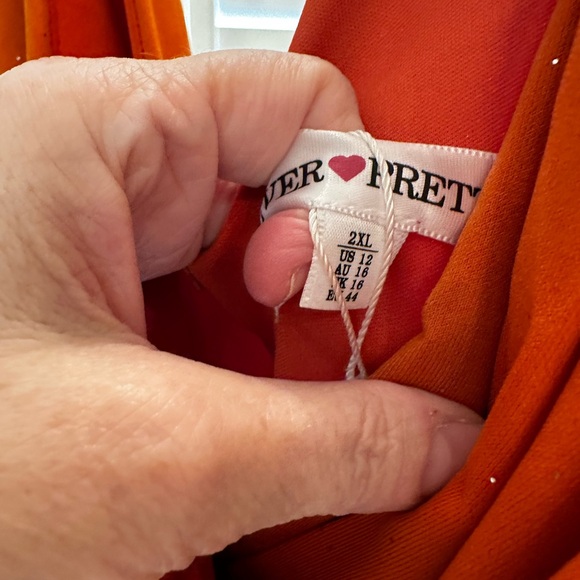 EVER pretty Orange gown with silver accents NWT US12 - Picture 6 of 7